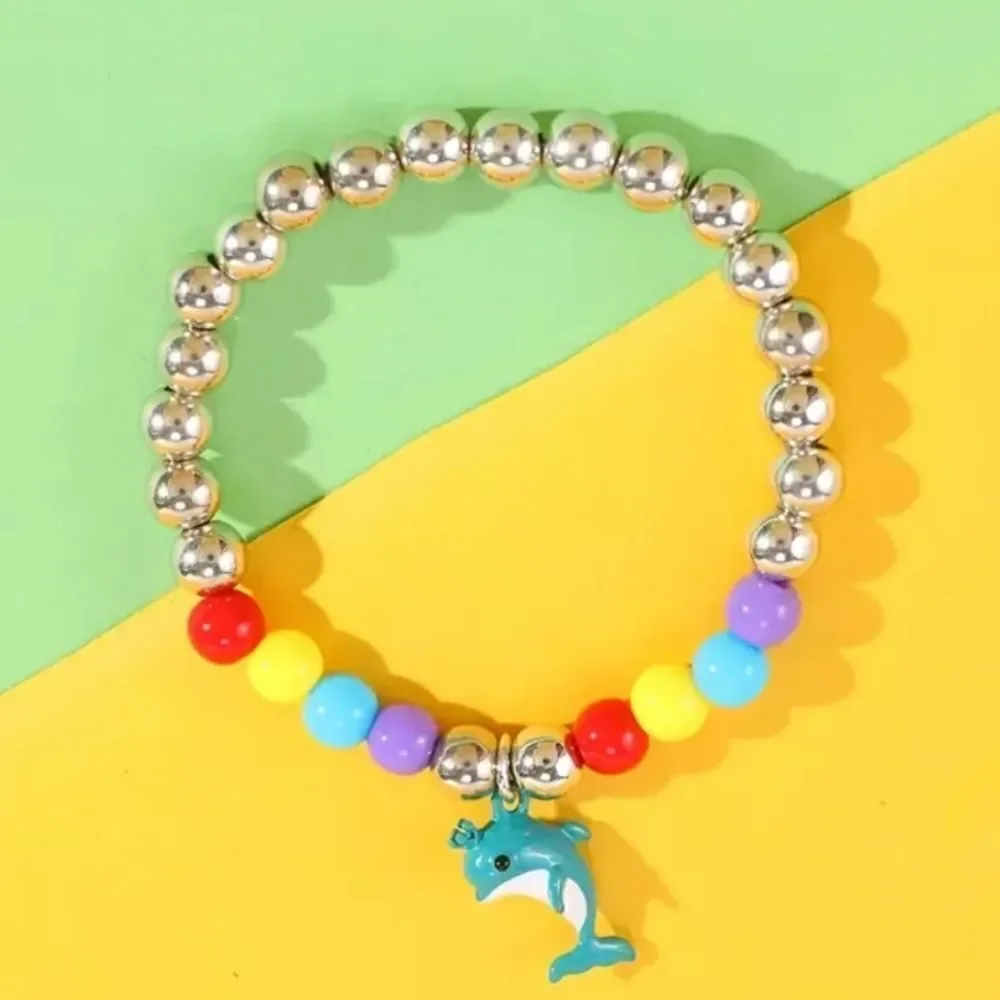 Beaded Super cute Dolphin Pendant Vharm Bracelet For Kids And Adults - Picture 4 of 6